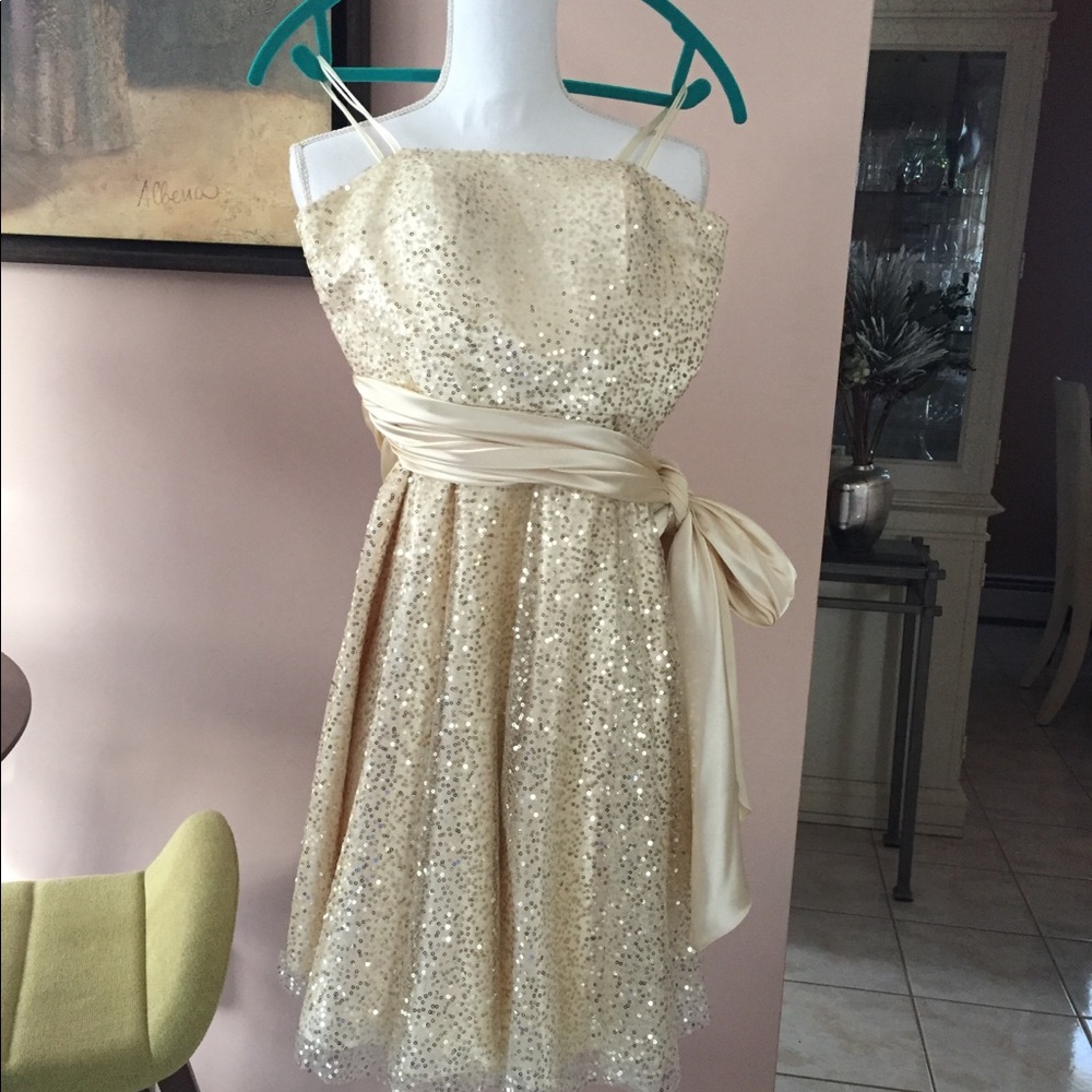 Sean Xpress semi formal gold sequin dress 4